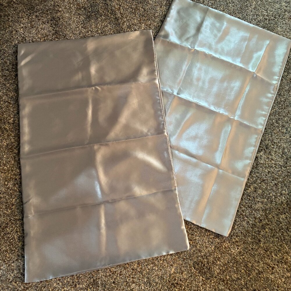 Two Gray Silver Sateen Standard Size Pillowcases Mainstays